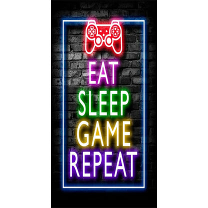 Gaming Neon "Eat Sleep Game Repeat" Canvas Poster Geniogoods