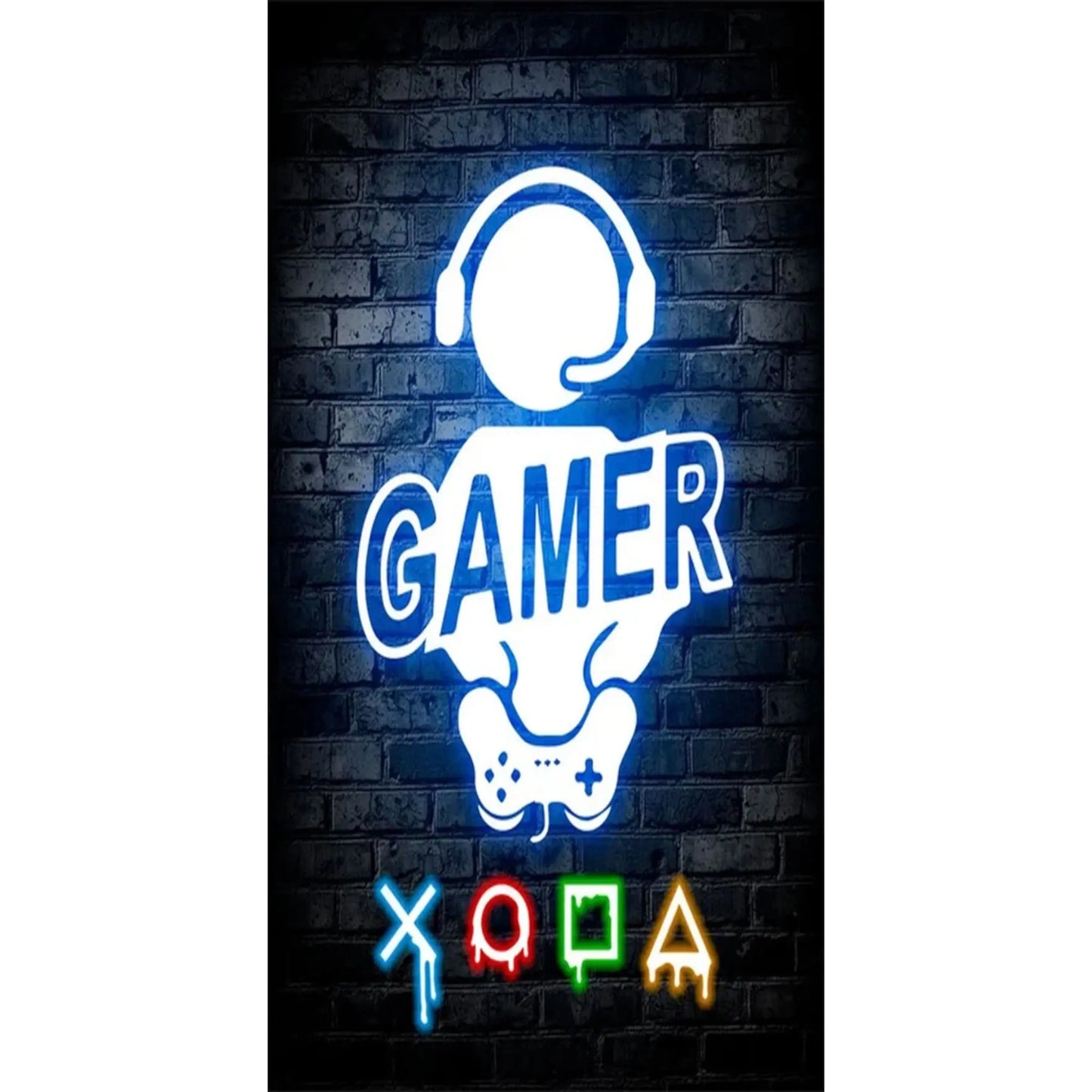 Gaming Neon "Eat Sleep Game Repeat" Canvas Poster Geniogoods