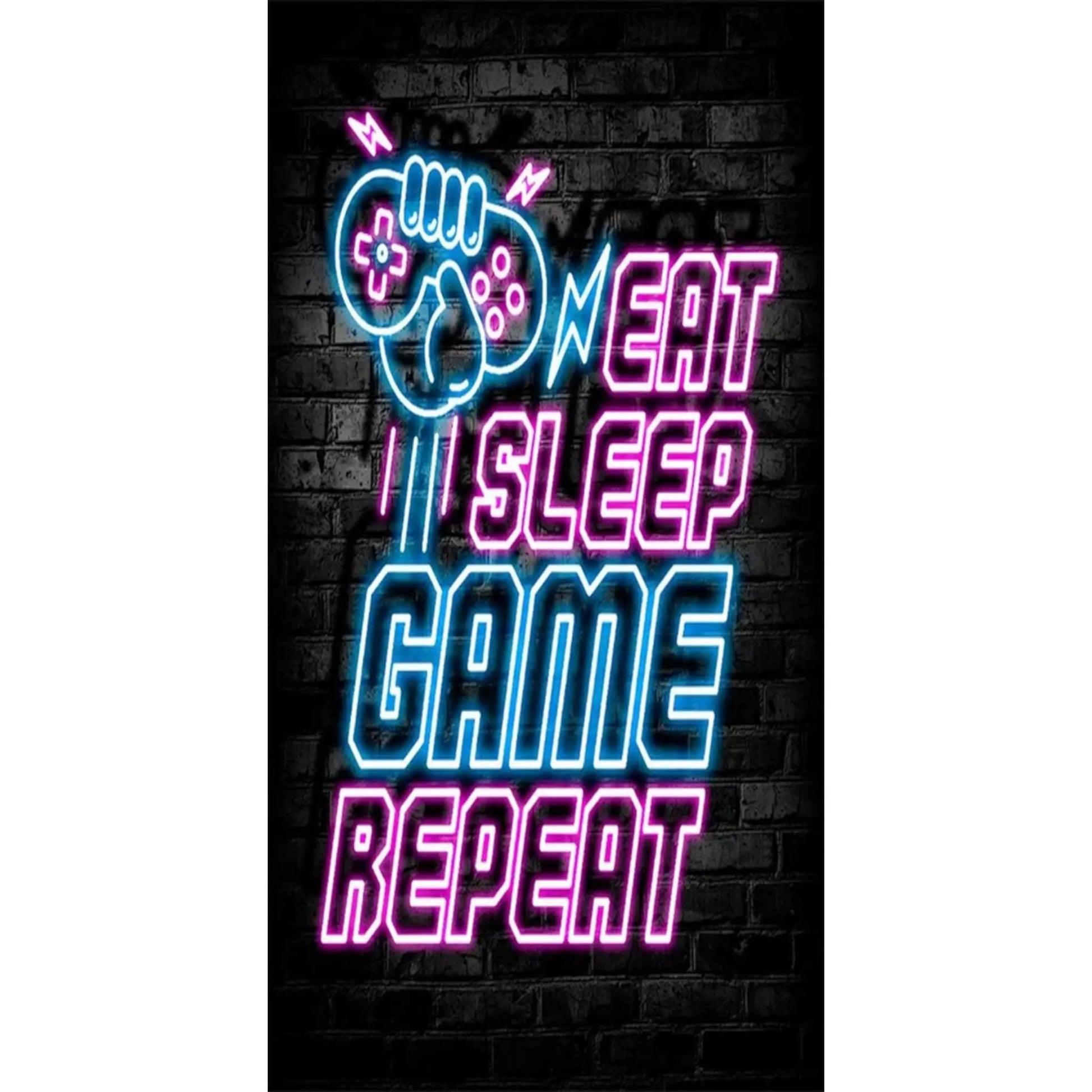 Gaming Neon "Eat Sleep Game Repeat" Canvas Poster Geniogoods