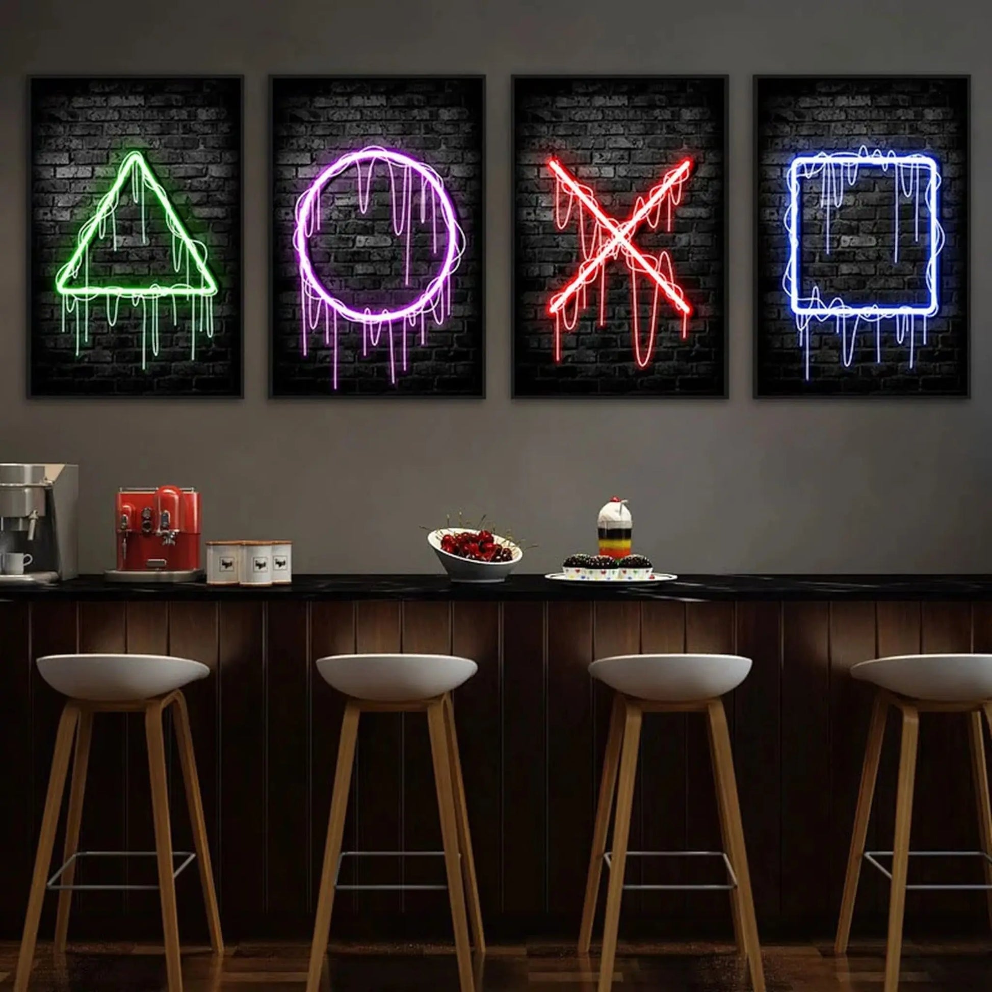 Gaming Neon "Eat Sleep Game Repeat" Canvas Poster Geniogoods