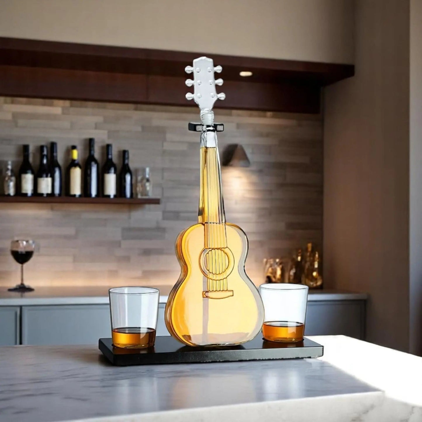 Guitar Whiskey Decanter – 1000ml Borosilicate Bottle with Stand  Geniogoods