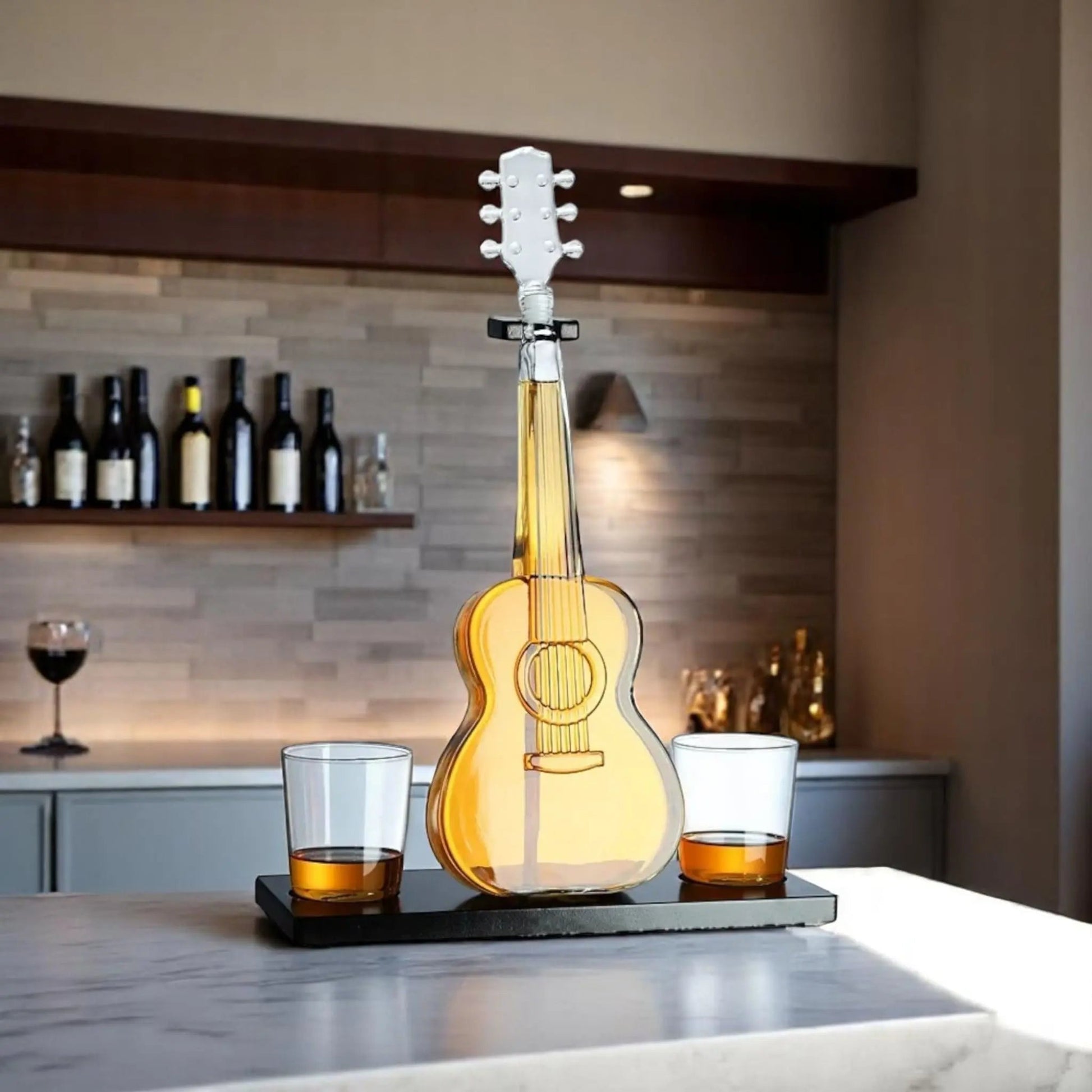 Guitar Whiskey Decanter – 1000ml Borosilicate Bottle with Stand  Geniogoods