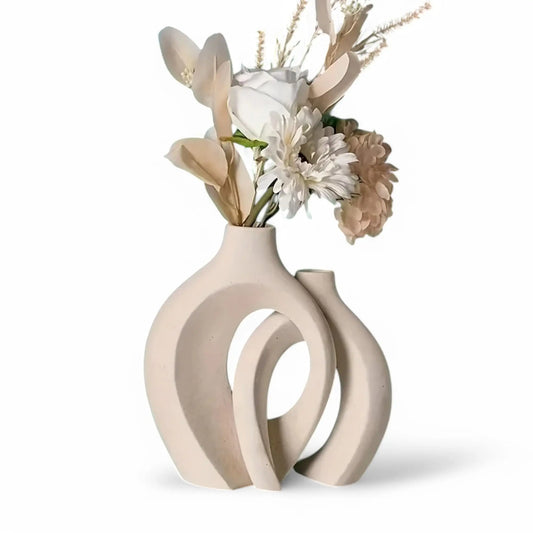 Hollow Nordic Modern Ceramic Vase Set – Elegant Boho Home Decor  Geniogoods