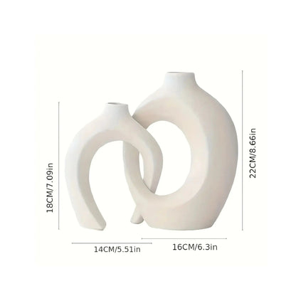 Hollow Nordic Modern Ceramic Vase Set – Elegant Boho Home Decor  Geniogoods