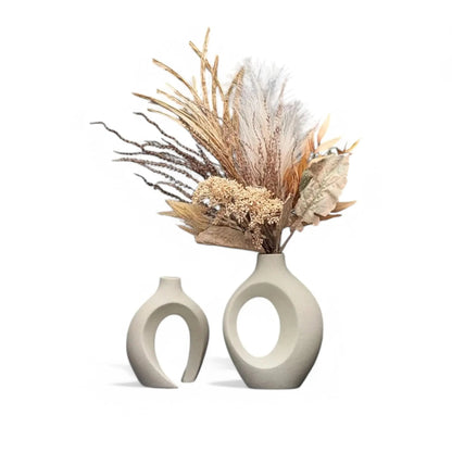 Hollow Nordic Modern Ceramic Vase Set – Elegant Boho Home Decor  Geniogoods