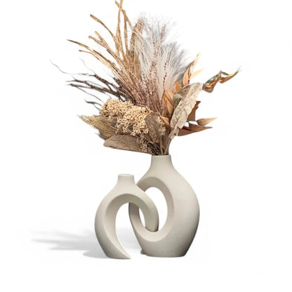 Hollow Nordic Modern Ceramic Vase Set – Elegant Boho Home Decor  Geniogoods