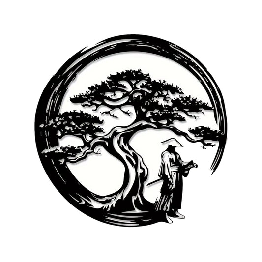 Japanese Bonsai Tree Wall Art – Zen Metal Decor 15.7x15.7in  Geniogoods