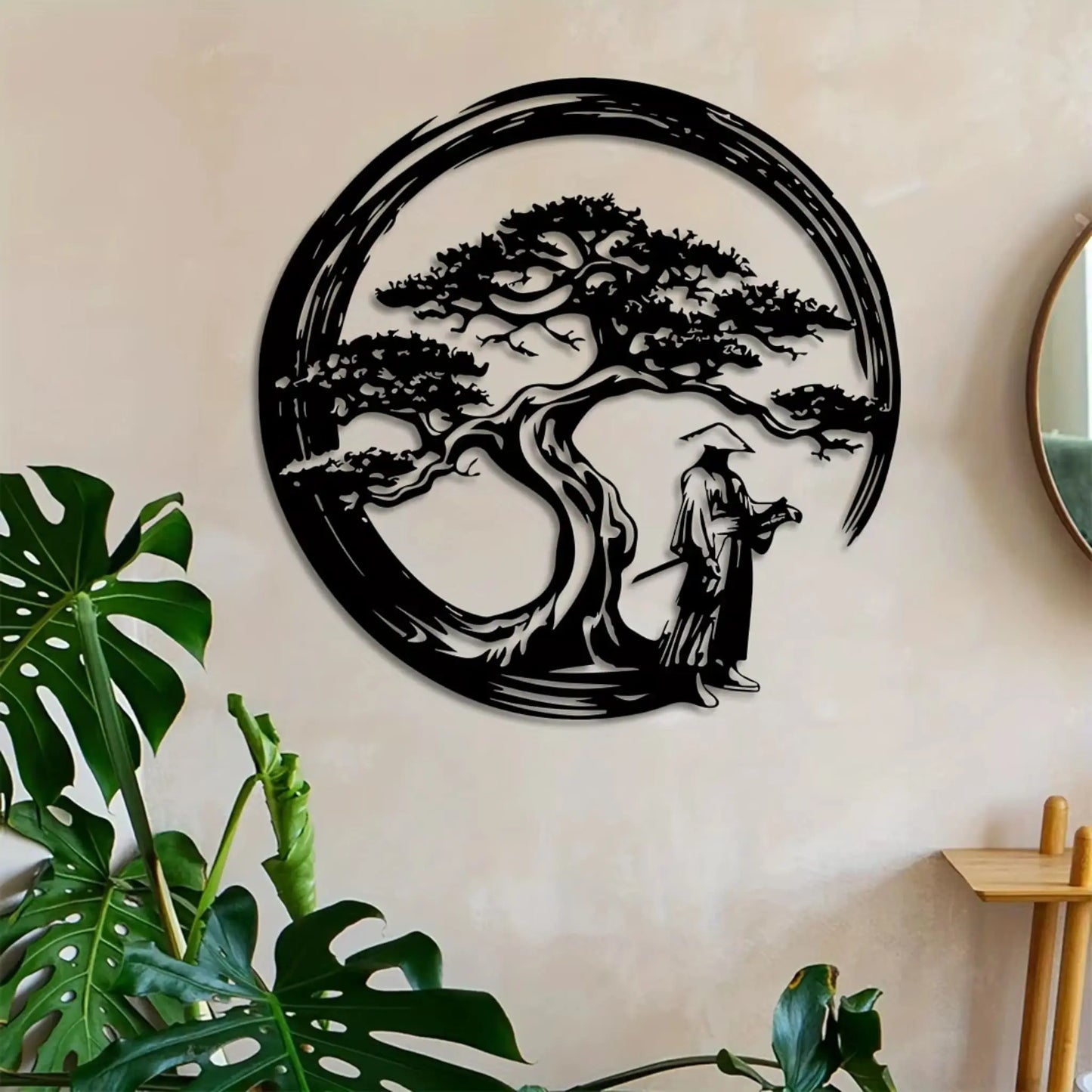 Japanese Bonsai Tree Wall Art – Zen Metal Decor 15.7x15.7in  Geniogoods