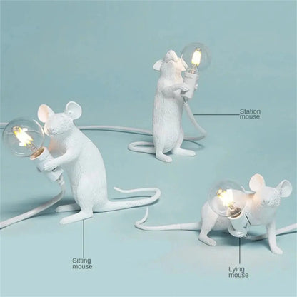LED Mouse Table Lamp – Whimsical Resin Animal Night Light for Home Decor