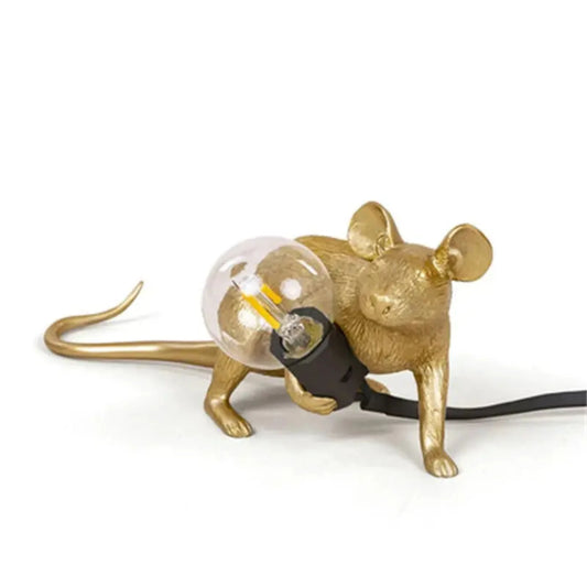 LED Mouse Table Lamp – Whimsical Resin Animal Night Light for Home Decor