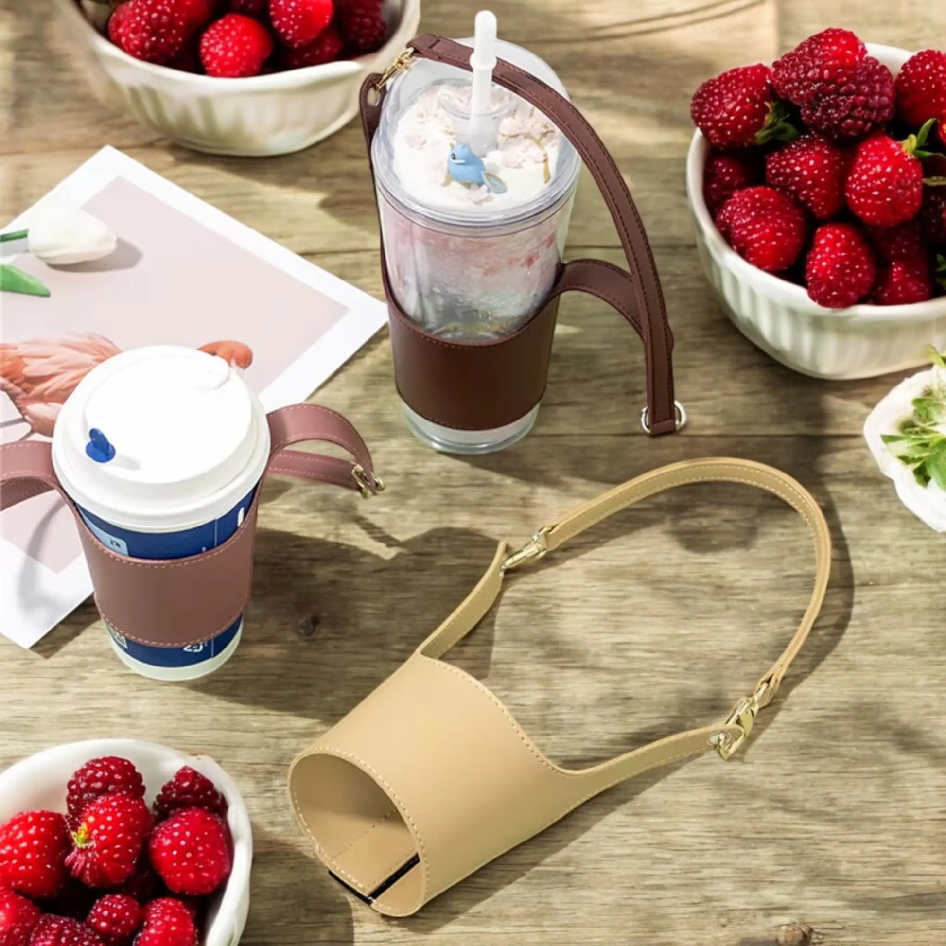 Leather Cup Cover Pouch – Portable Bottle Sleeve & Carrying Strap Geniogoods