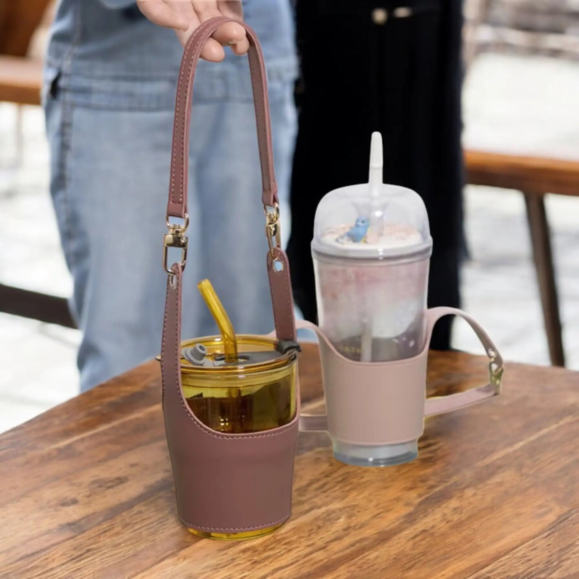 Leather Cup Cover Pouch – Portable Bottle Sleeve & Carrying Strap Geniogoods