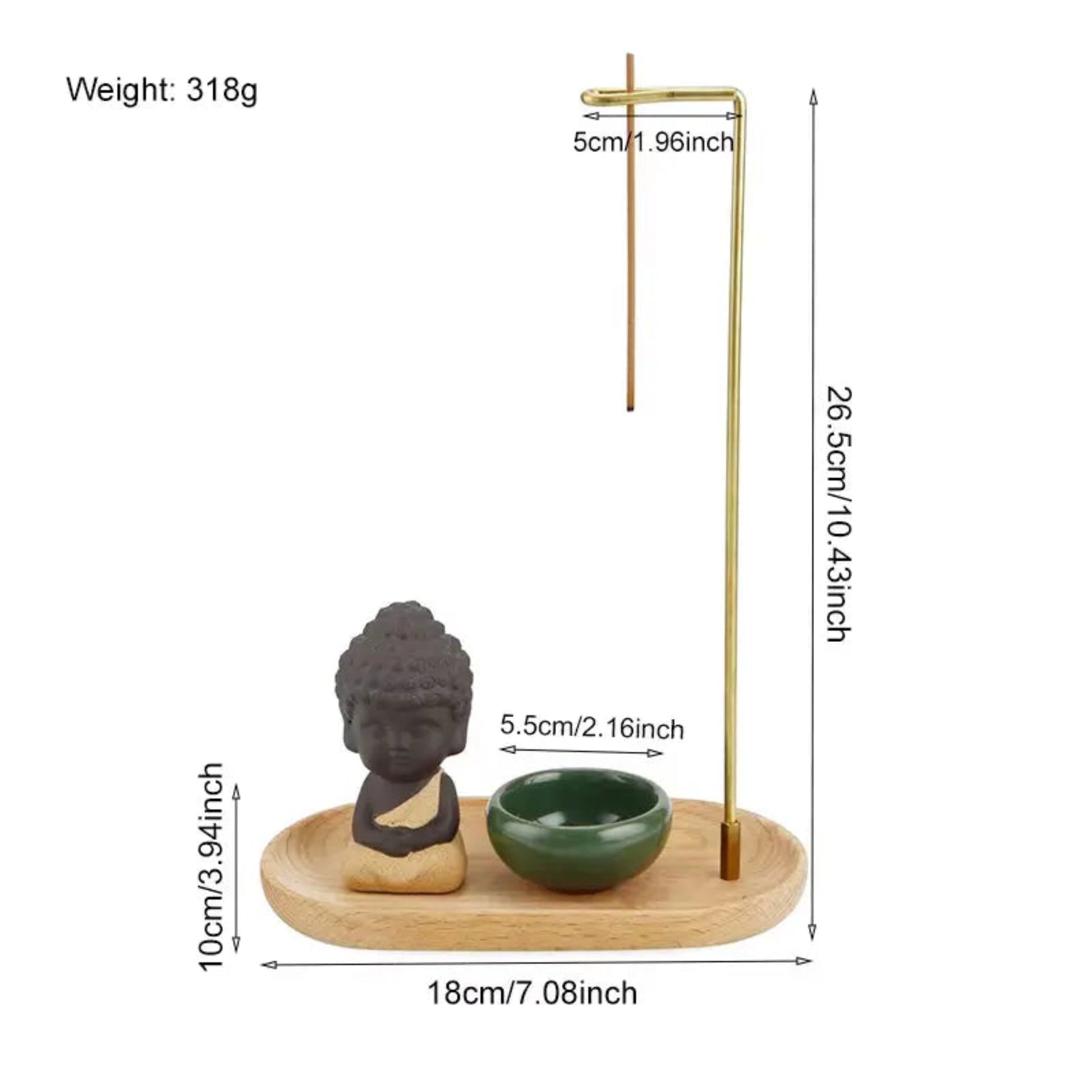 Little Monk Incense Burner Set | Ceramic & Wooden Ash Catcher