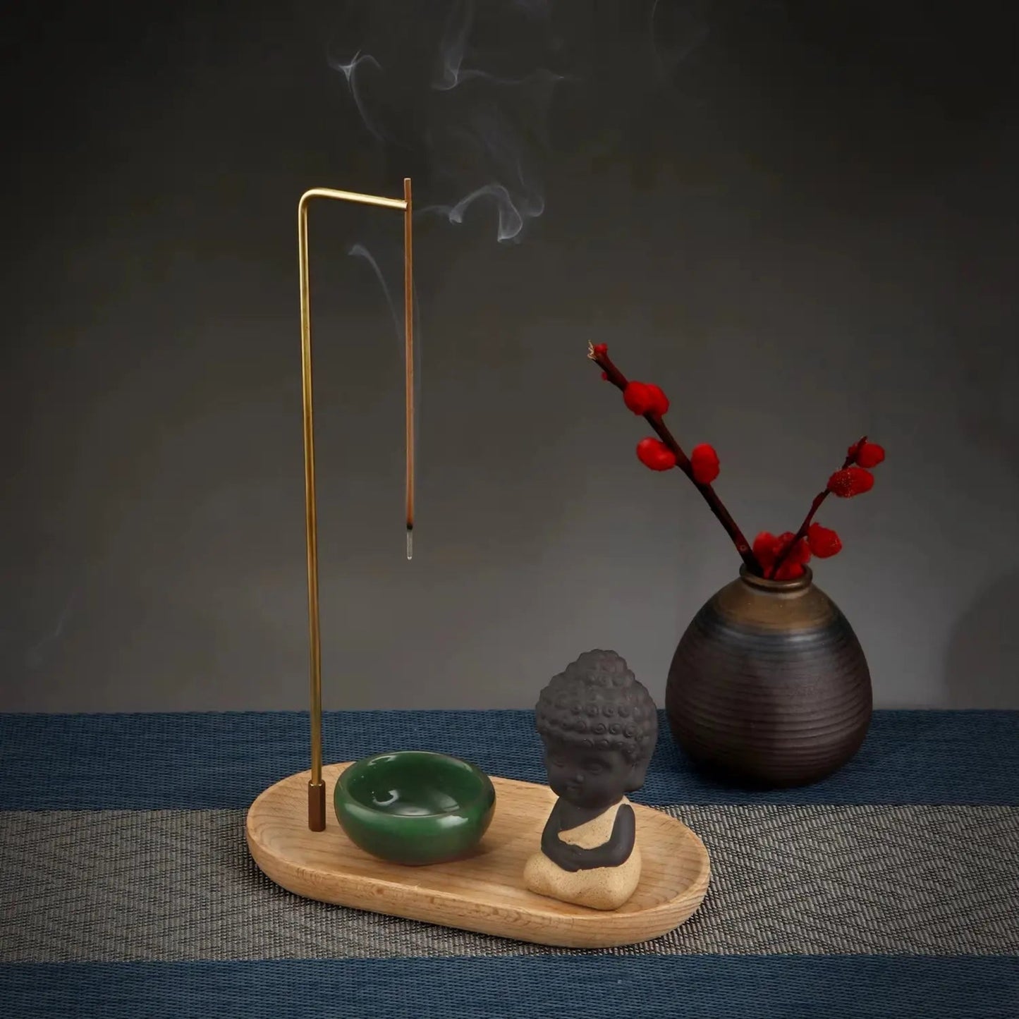 Little Monk Incense Burner Set | Ceramic & Wooden Ash Catcher