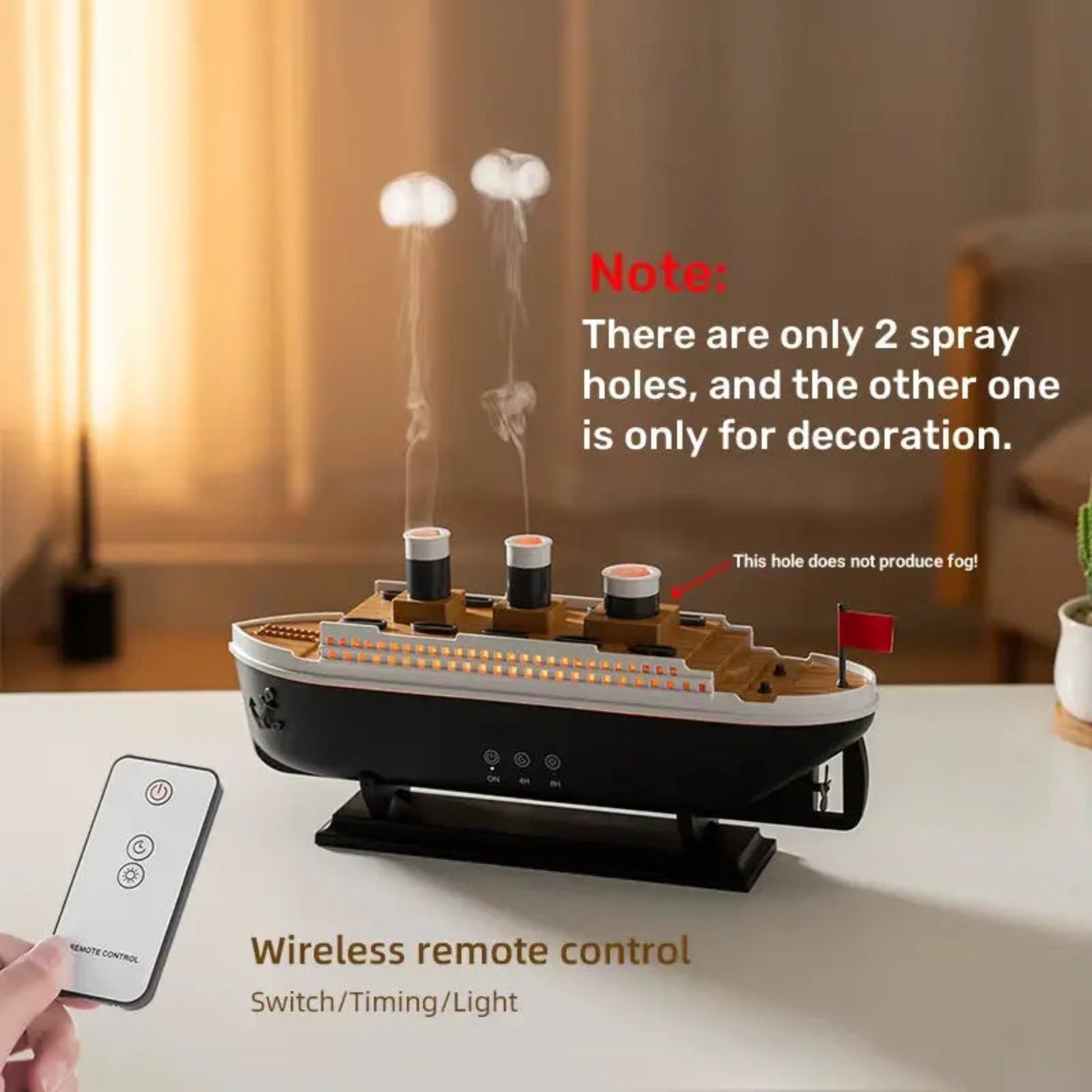 Luxury Cruise Ship Aroma Diffuser | 250ml Air Humidifier with Remote Control