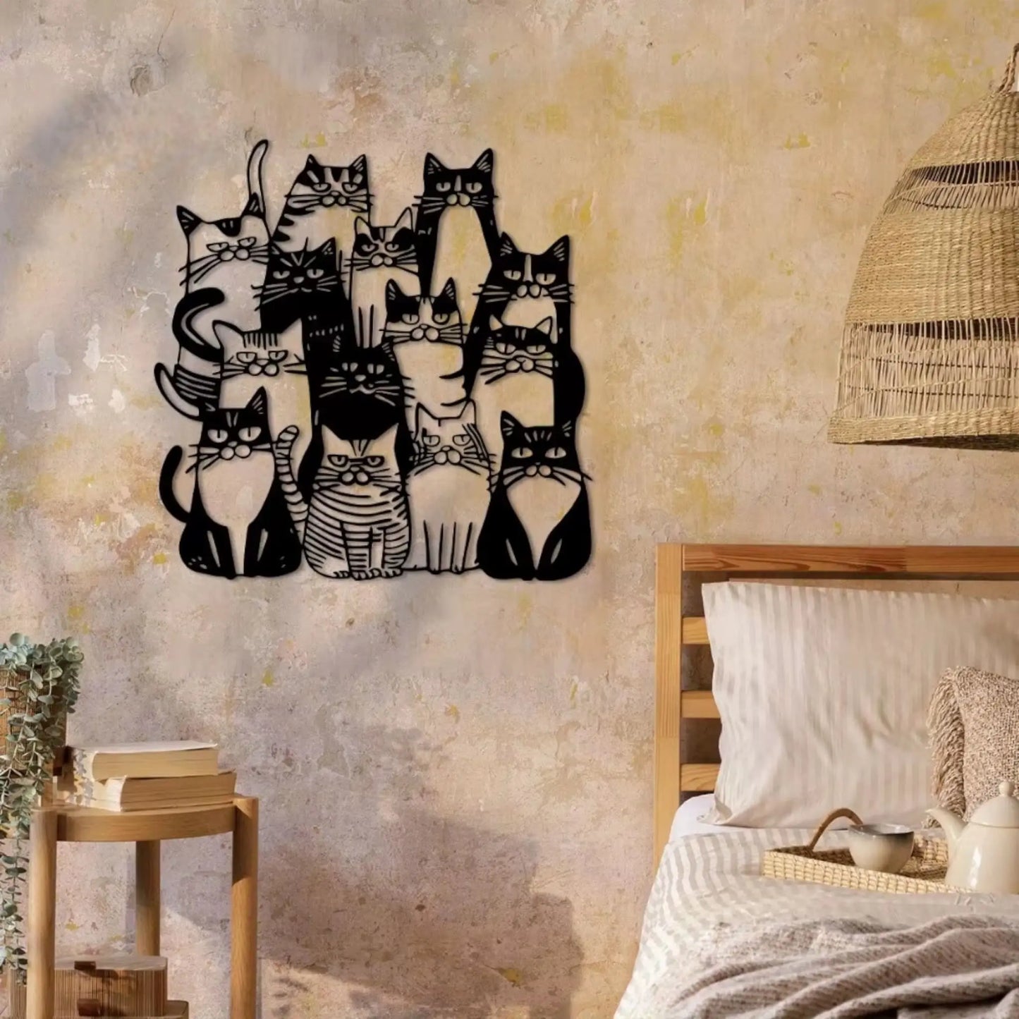 Metal Cat Wall Art – Whimsical Black Sculpture for Cat Lovers  Geniogoods