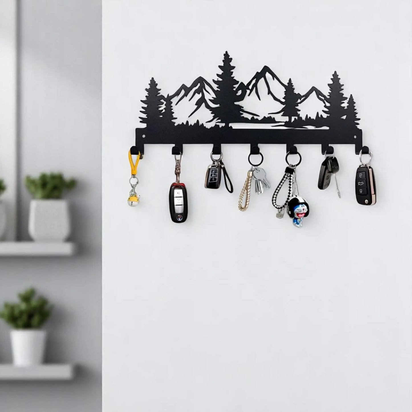 Metal Key Holder Wall Mounted – 7 Hook Decorative Organizer Rack  Geniogoods