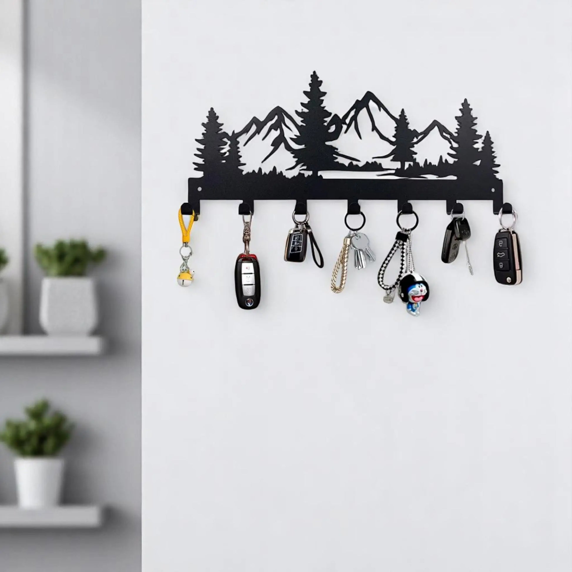 Metal Key Holder Wall Mounted – 7 Hook Decorative Organizer Rack  Geniogoods