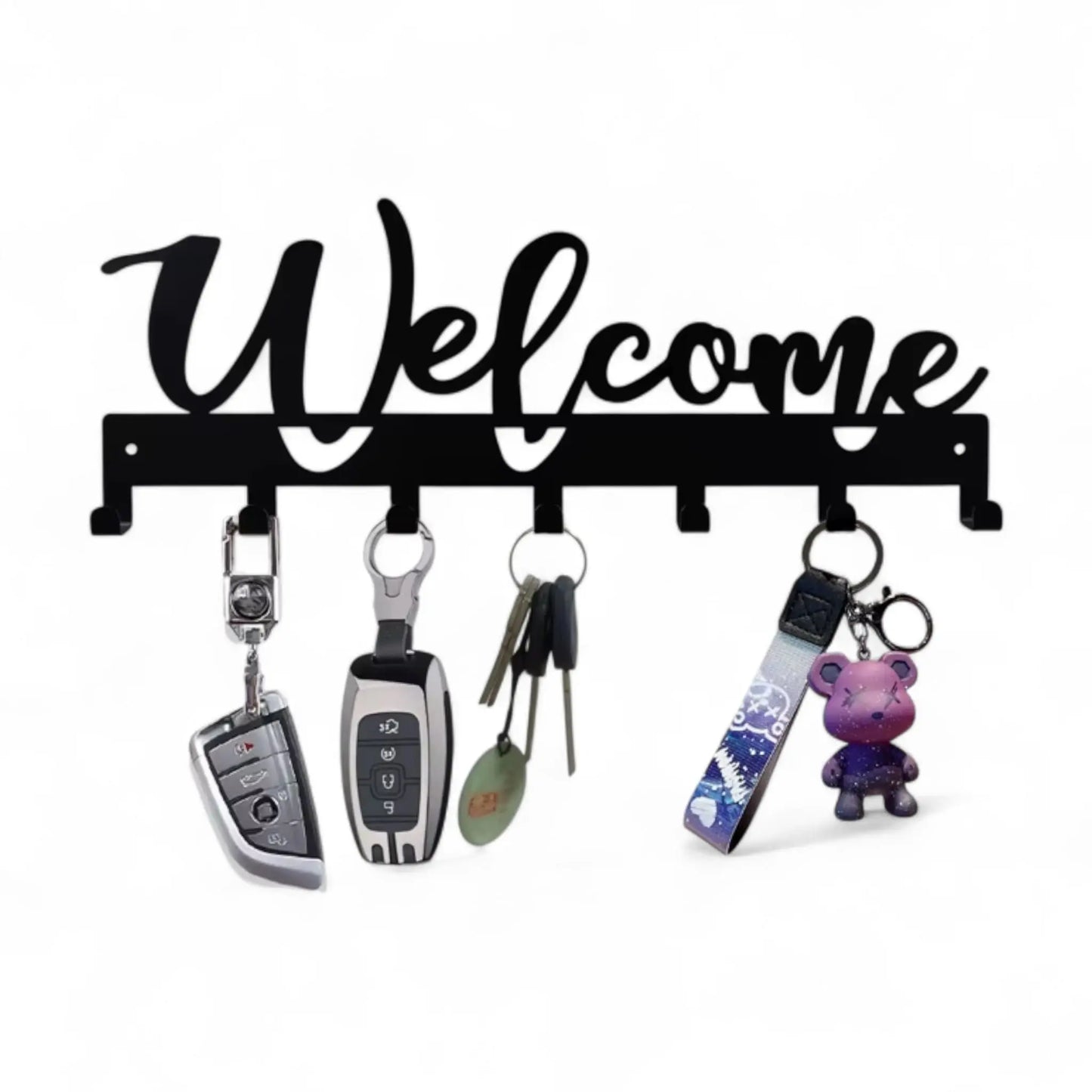 Metal Key Holder Wall Mounted – 7 Hook Decorative Organizer Rack  Geniogoods
