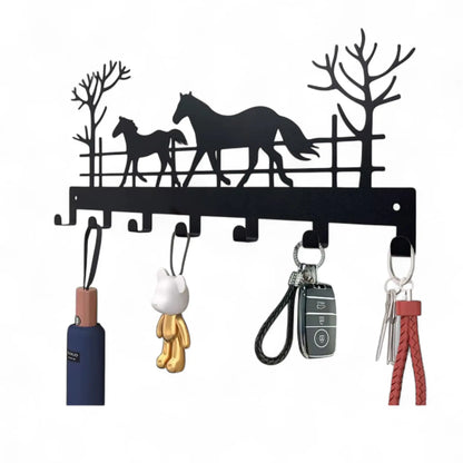 Metal Key Holder Wall Mounted – 7 Hook Decorative Organizer Rack  Geniogoods