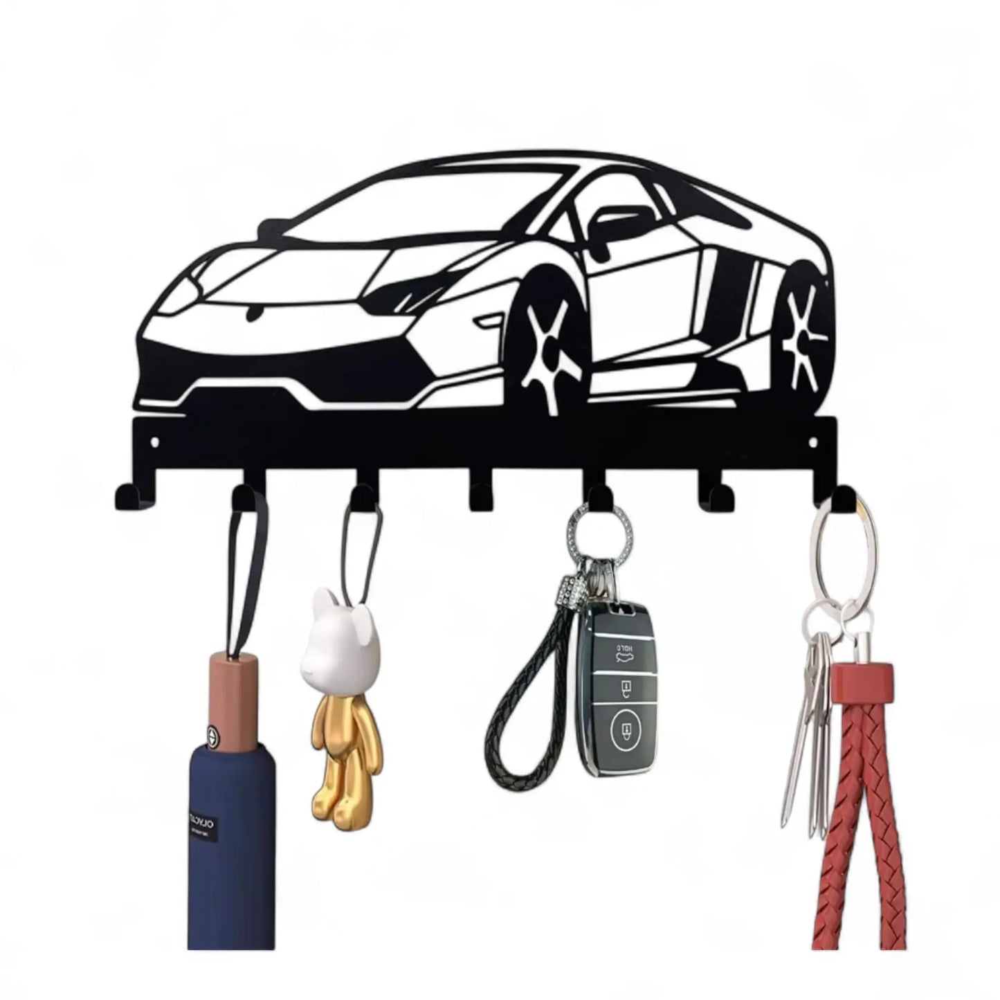 Metal Key Holder Wall Mounted – 7 Hook Decorative Organizer Rack  Geniogoods