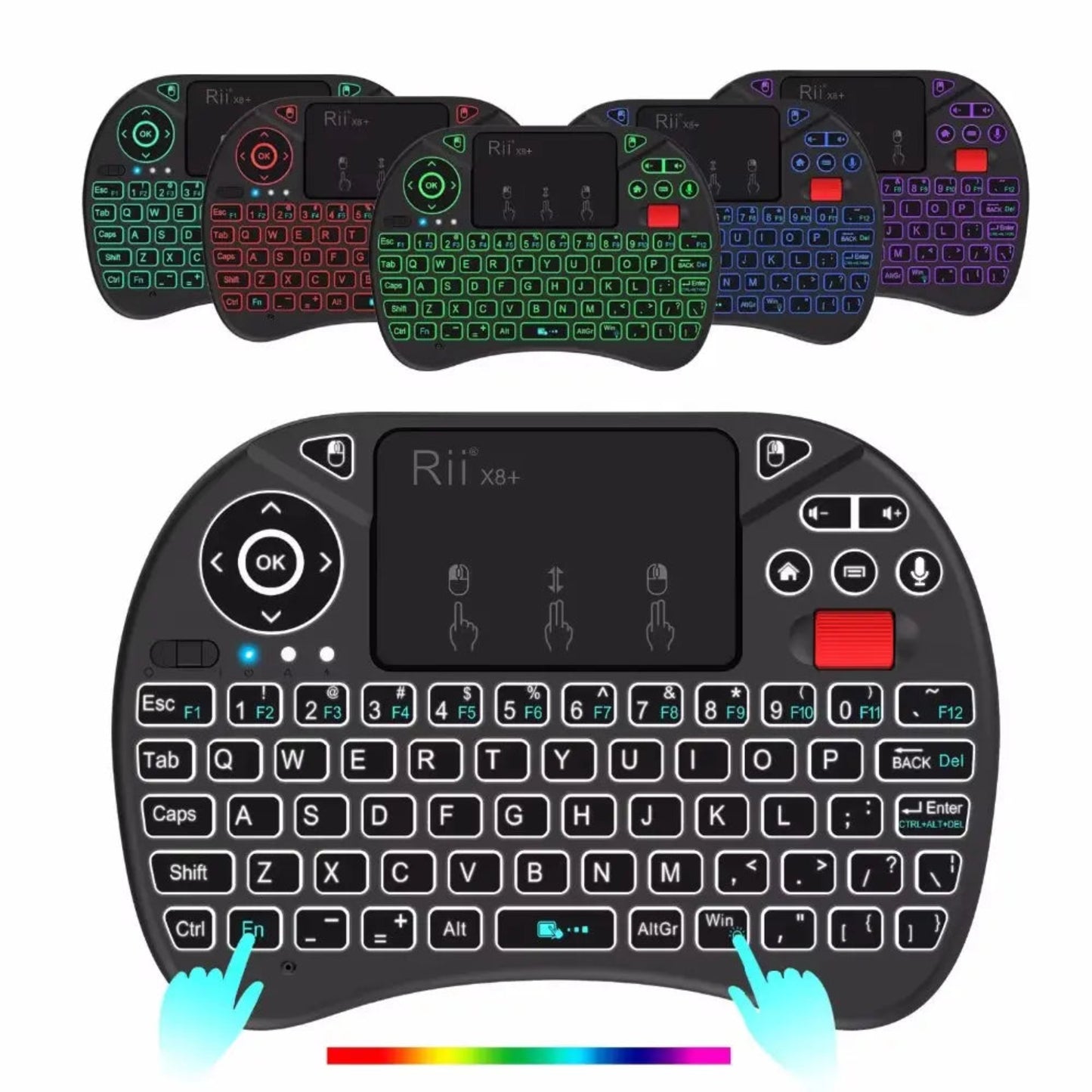 Mini Wireless Keyboard | Rii X8+ Backlit Voice Search Touchpad