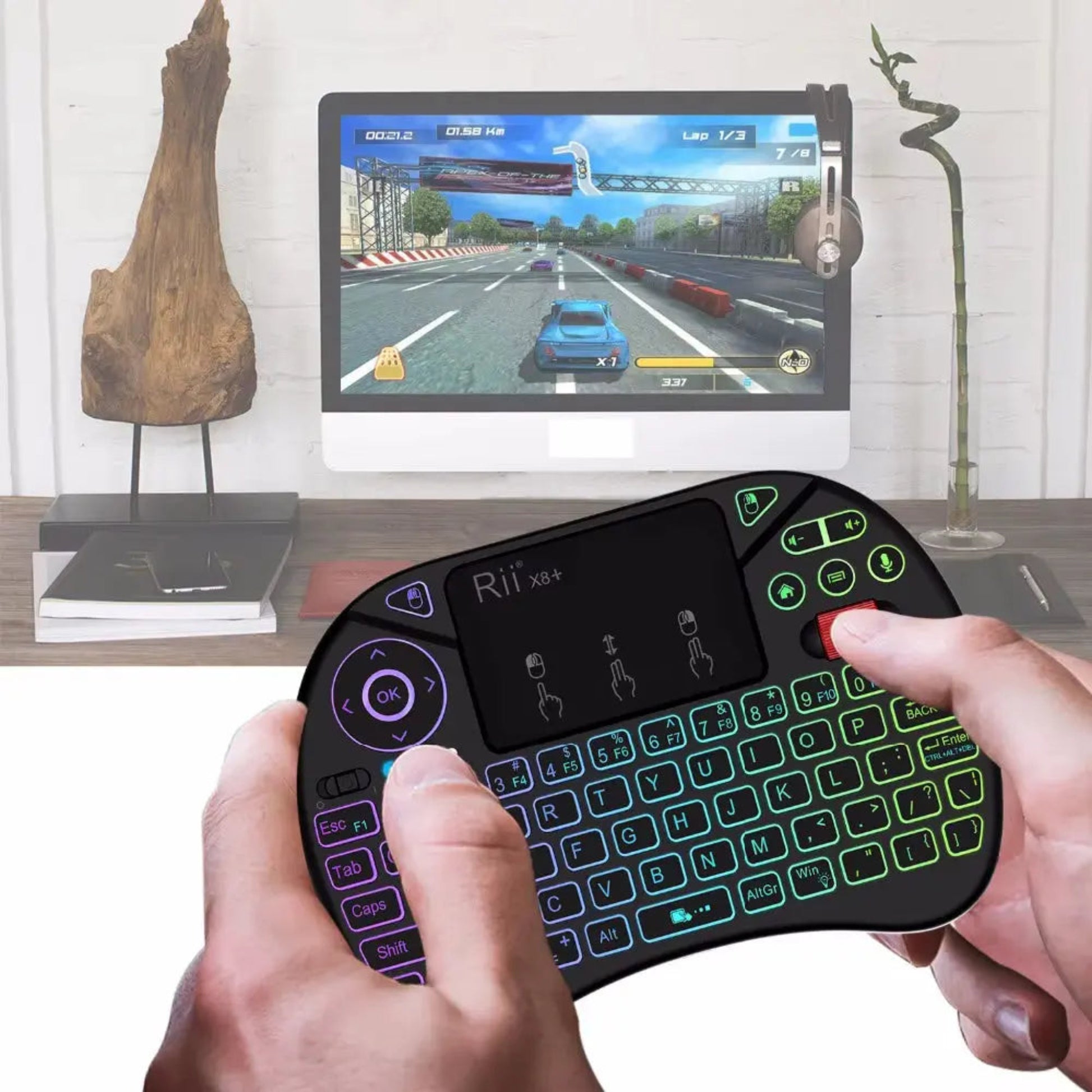 Mini Wireless Keyboard | Rii X8+ Backlit Voice Search Touchpad