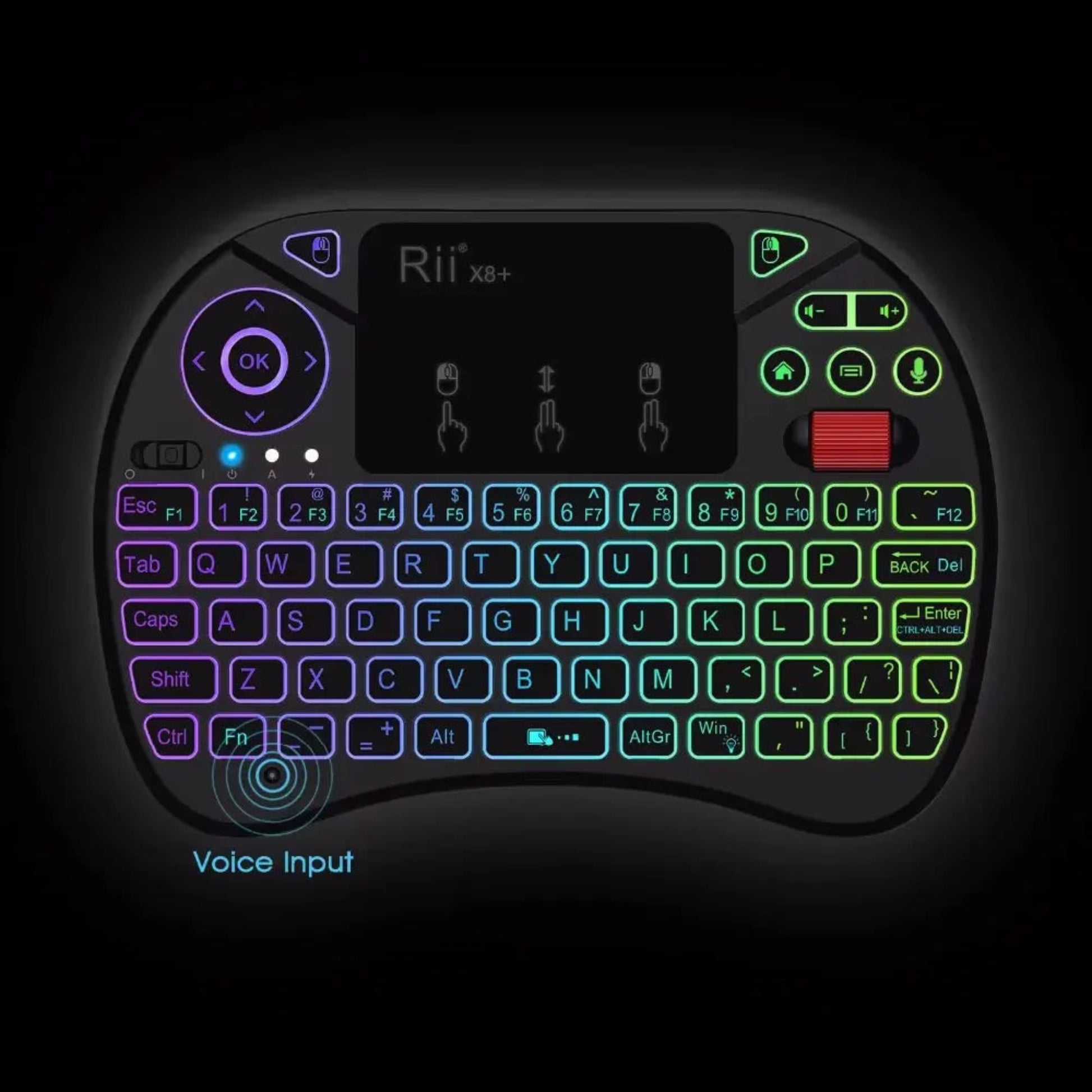 Mini Wireless Keyboard | Rii X8+ Backlit Voice Search Touchpad