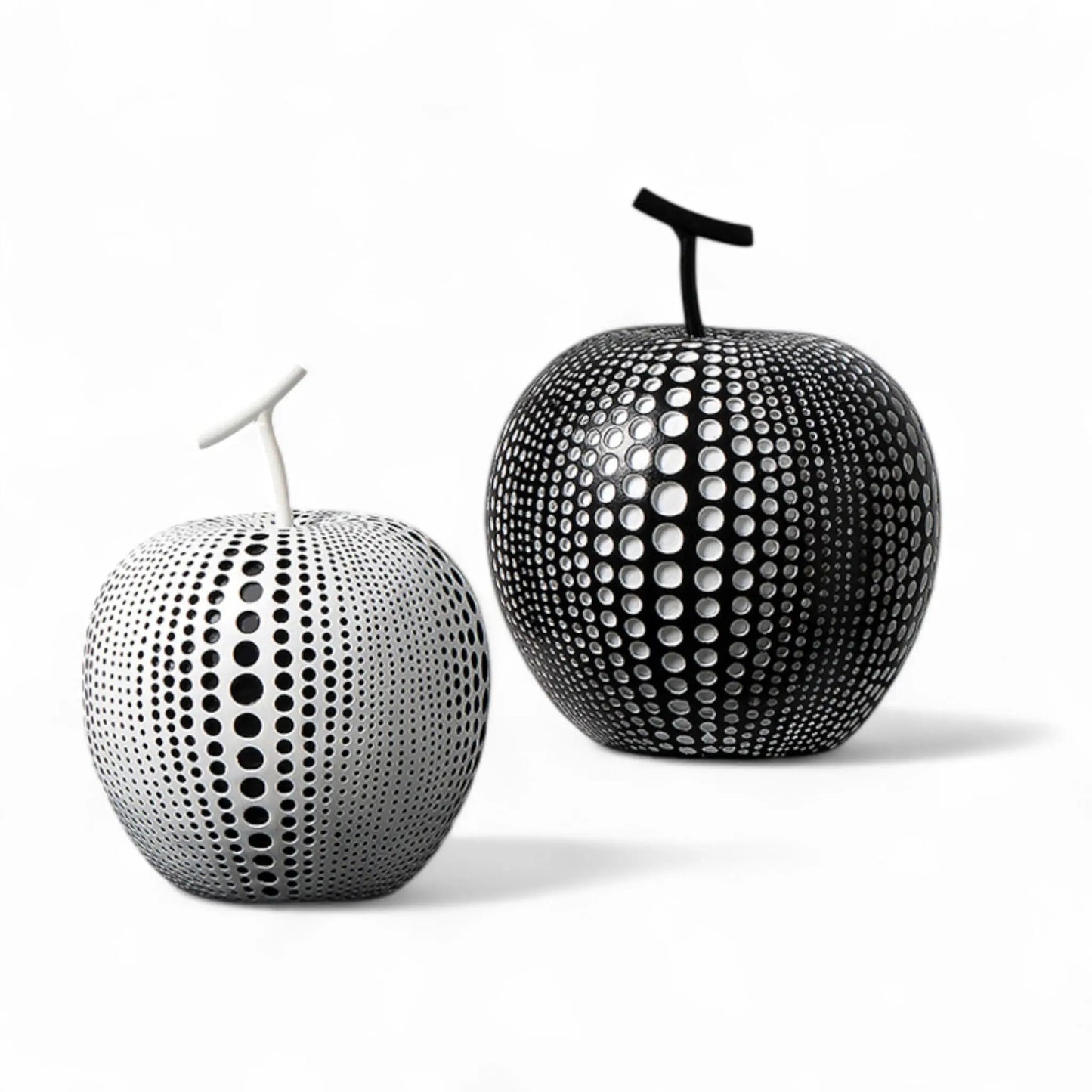 Modern Apple Sculpture Decor – Black & White Polka Dot Accent  Geniogoods