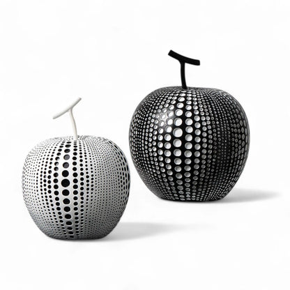 Modern Apple Sculpture Decor – Black & White Polka Dot Accent  Geniogoods