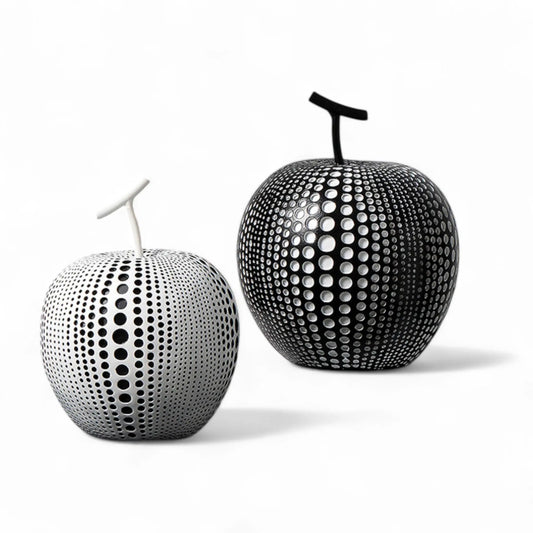 Modern Apple Sculpture Decor – Black & White Polka Dot Accent  Geniogoods