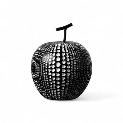 Modern Apple Sculpture Decor – Black & White Polka Dot Accent  Geniogoods