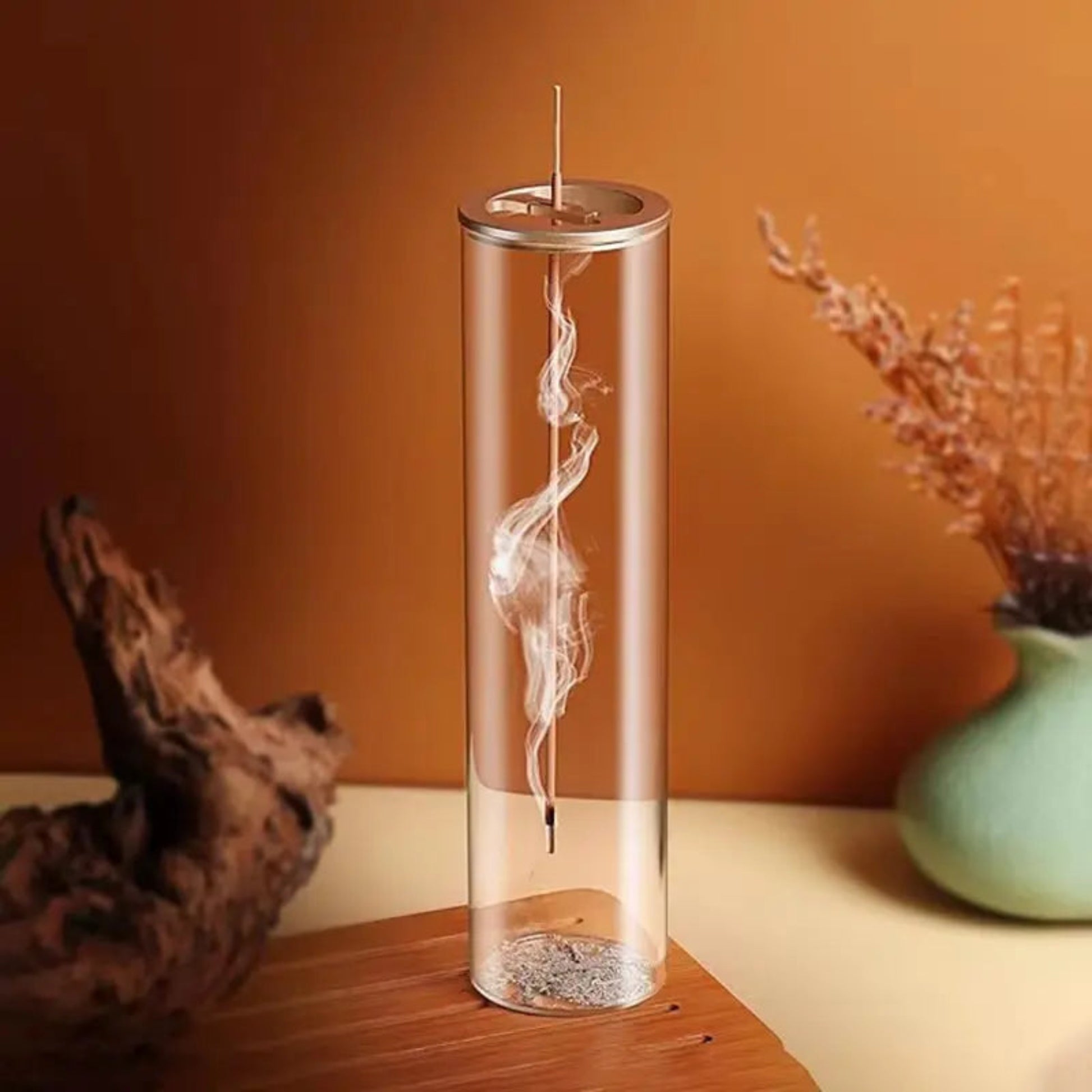 Modern Glass Incense Burner | Anti-Ash Design for Yoga & Meditation