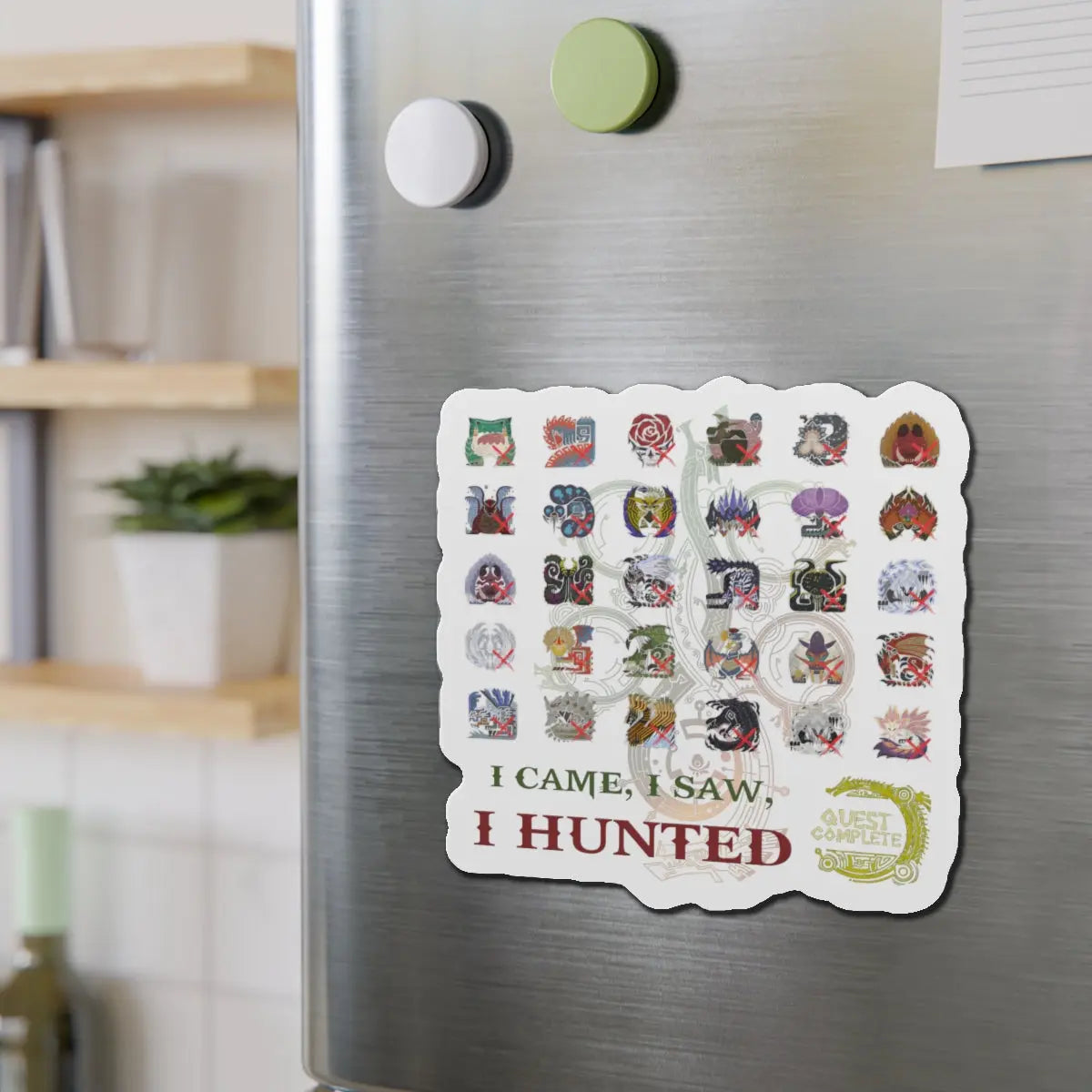 Monster Hunter Wilds Magnet – Die-Cut Hunting Record Design  Geniogoods