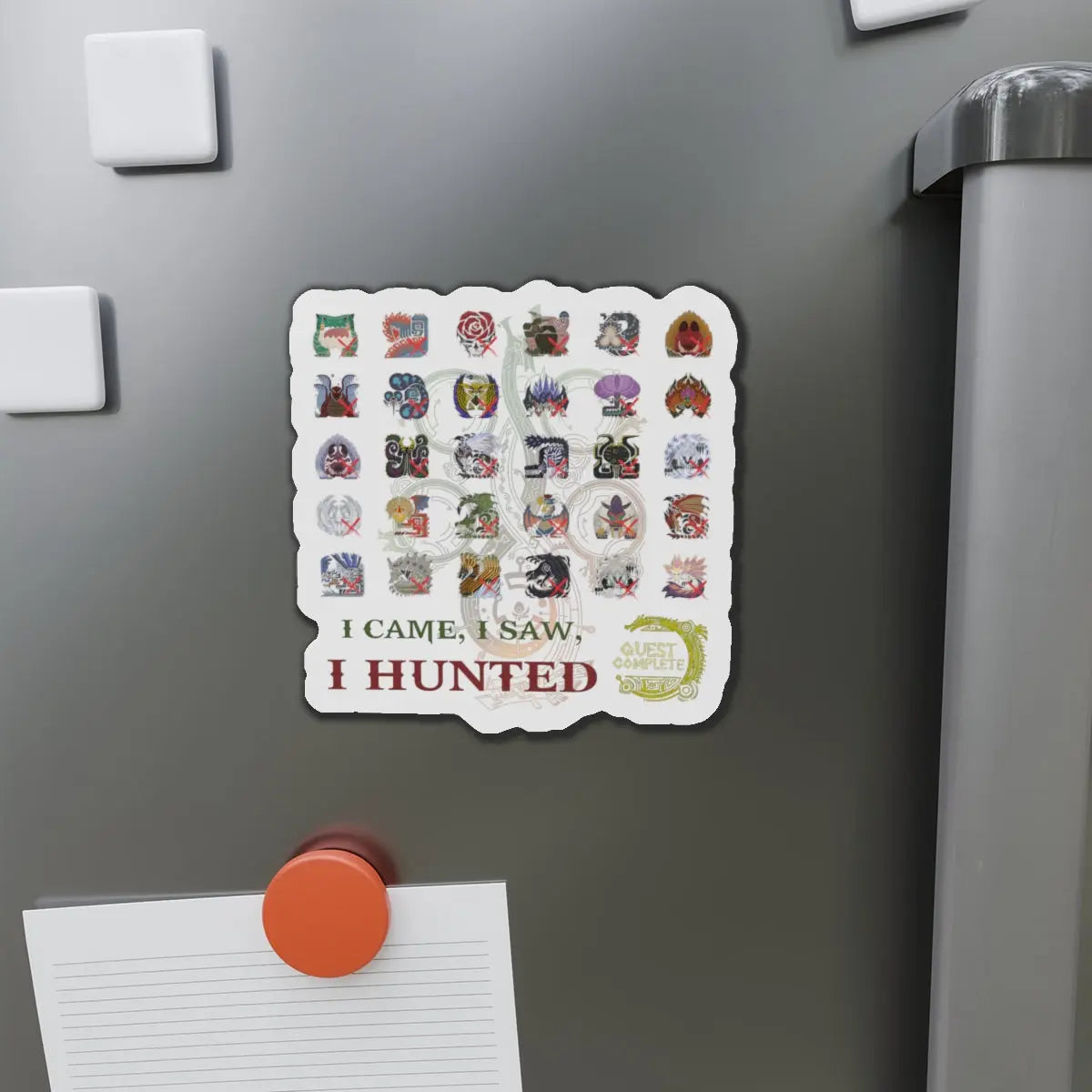 Monster Hunter Wilds Magnet – Die-Cut Hunting Record Design  Geniogoods