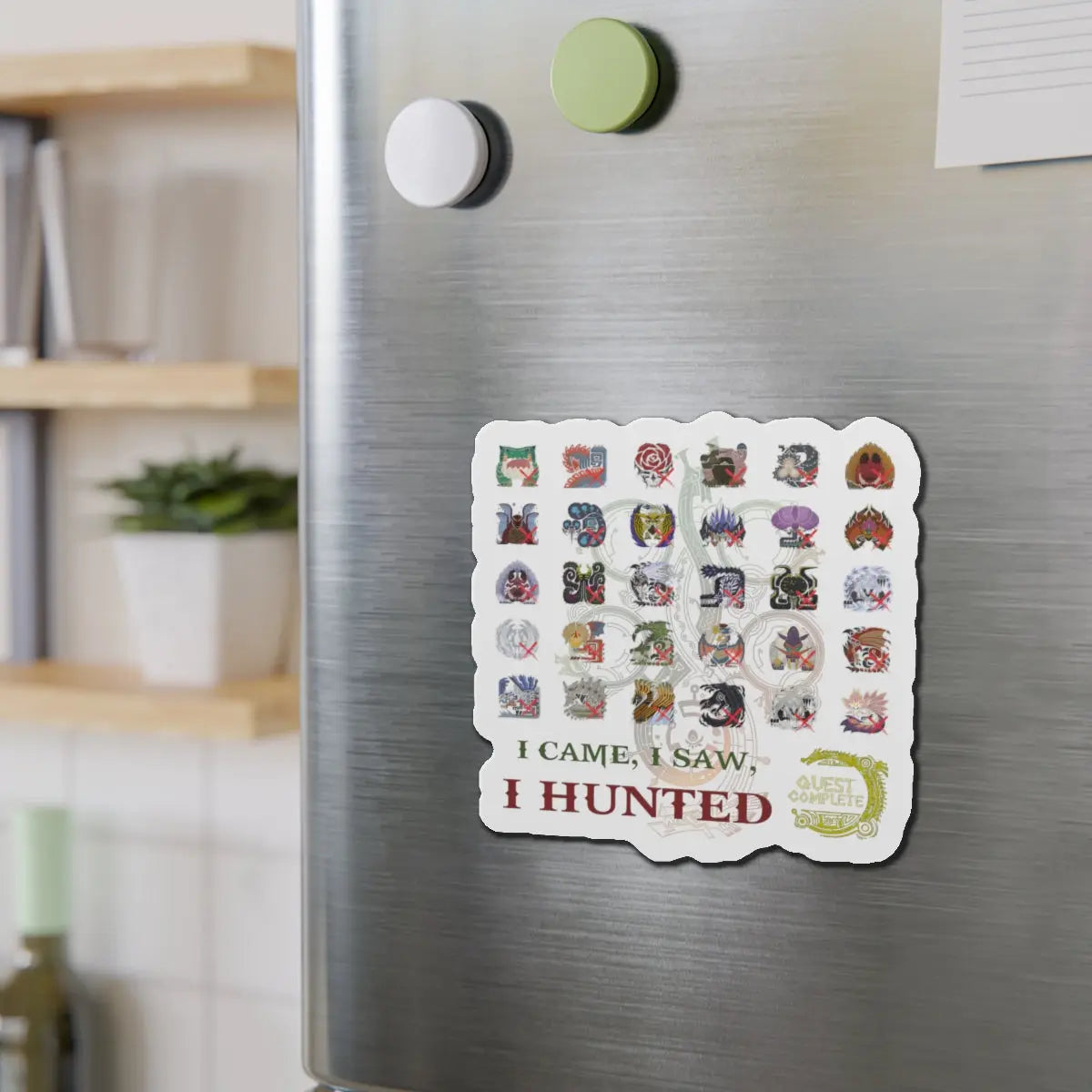 Monster Hunter Wilds Magnet – Die-Cut Hunting Record Design  Geniogoods