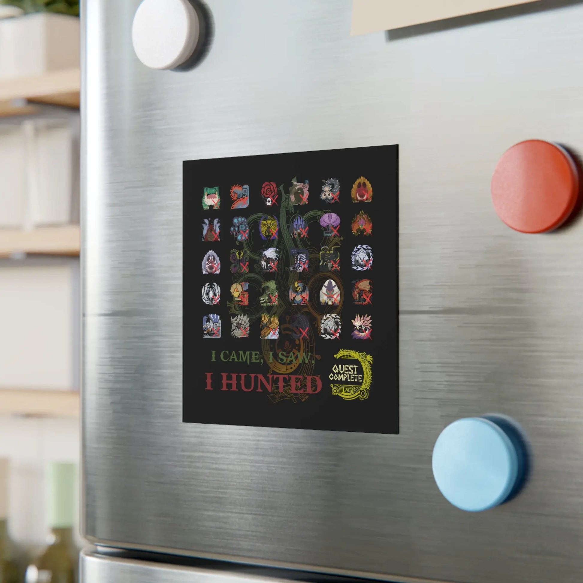 Monster Hunter Wilds Square Magnet – Hunting Record Art for Gamers  Geniogoods