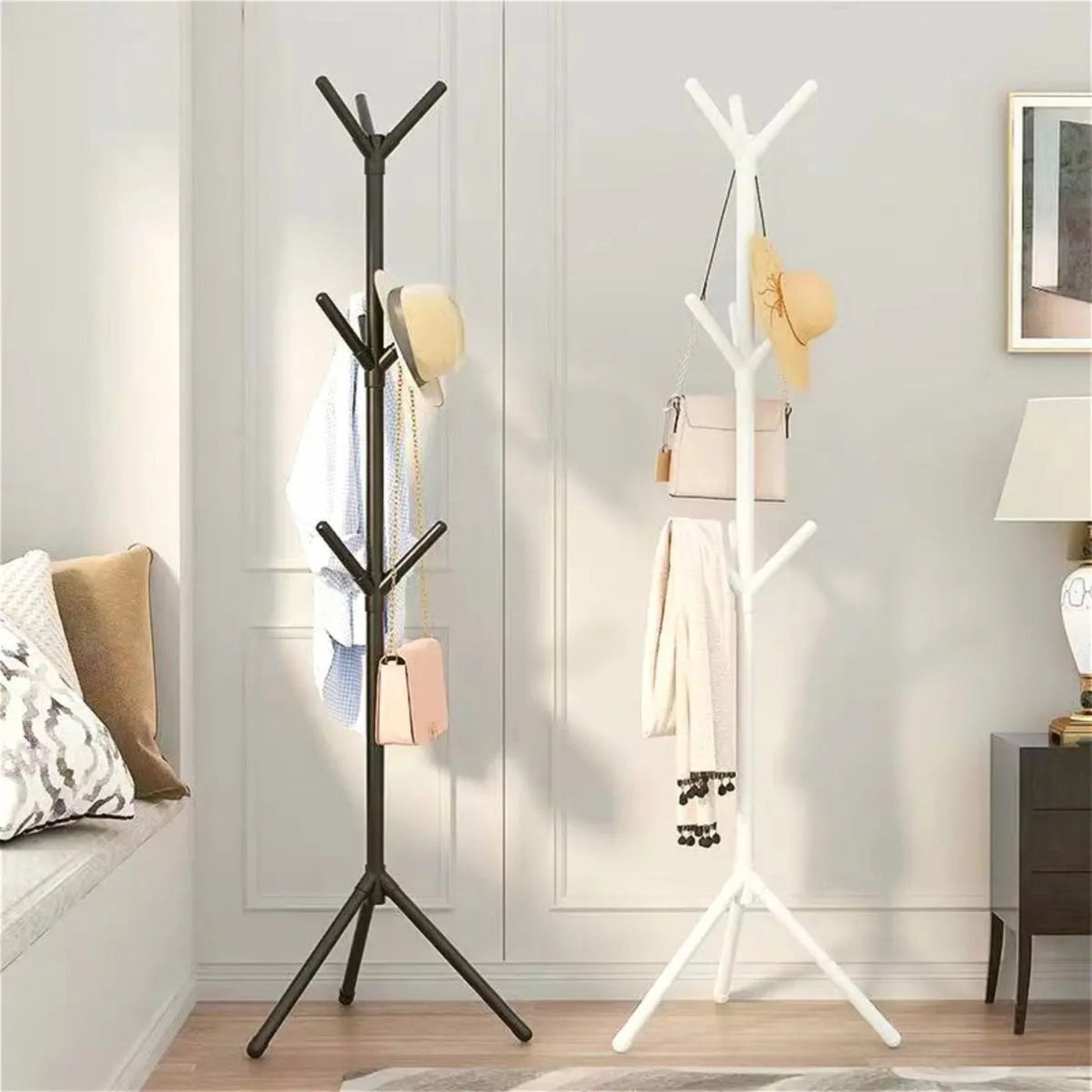 Plastic Freestanding Coat Rack | Modern Tree Branch Design for Hats and Scarves