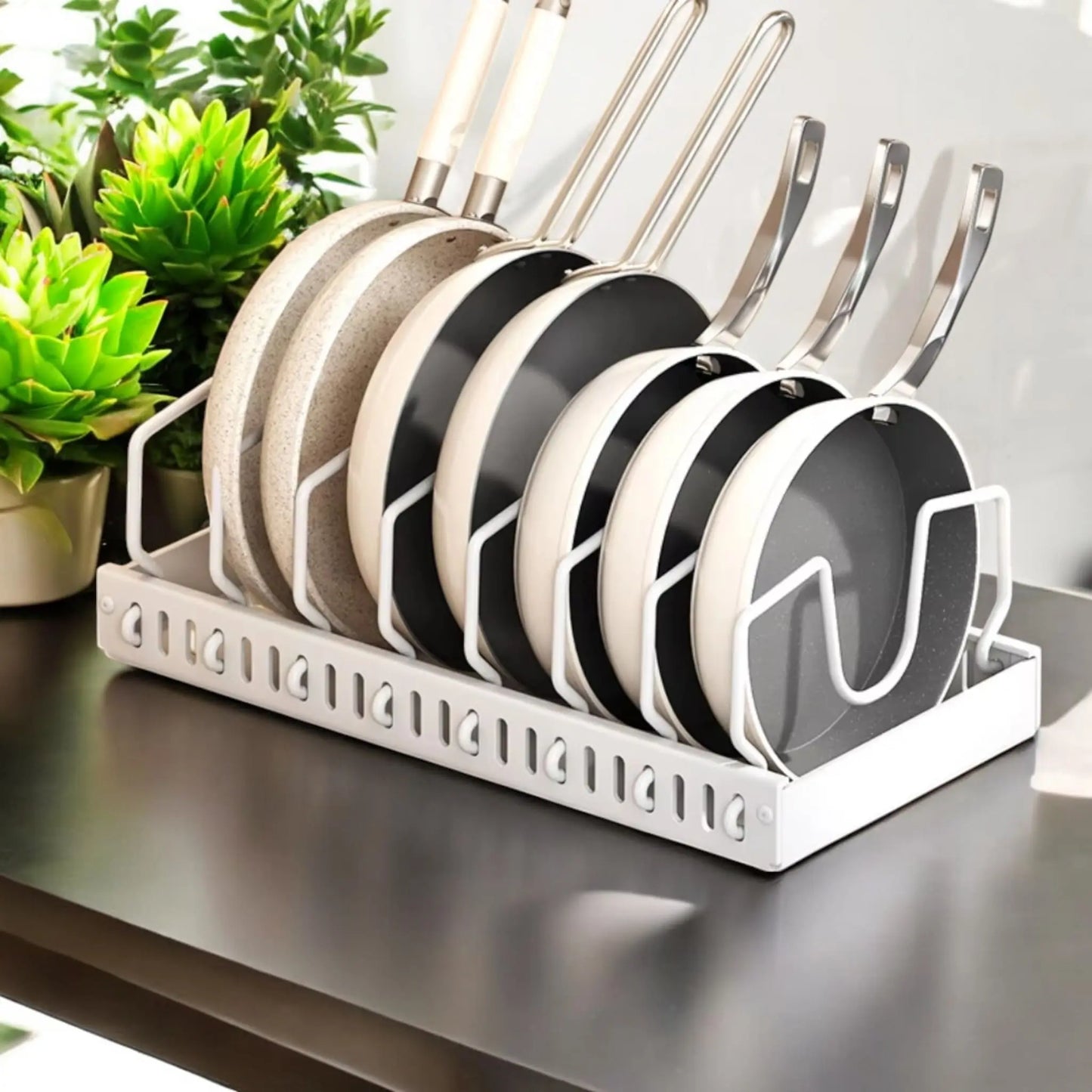 Pots and Pans Organizer – Sliding Cabinet Rack for Kitchen Storage Geniogoods