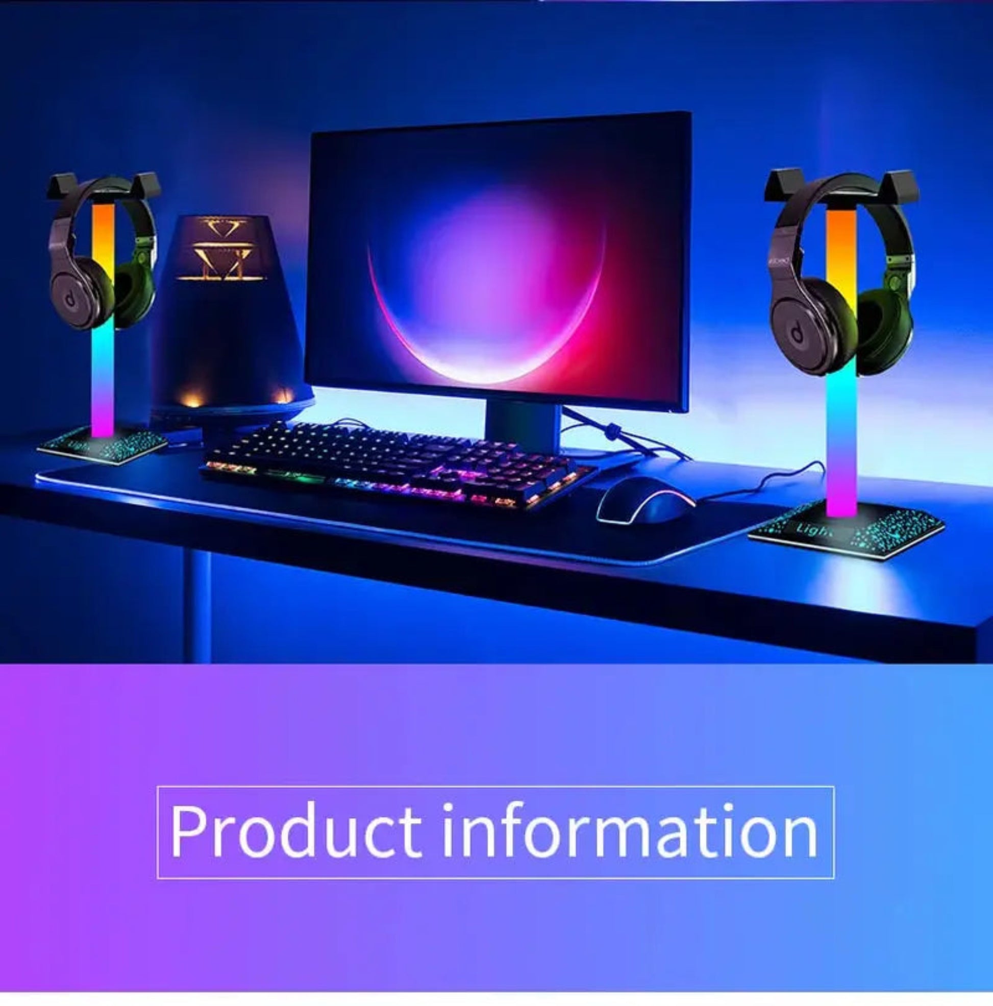 RGB Gaming Headset Stand | USB LED Lights for Vibrant Gaming Rooms