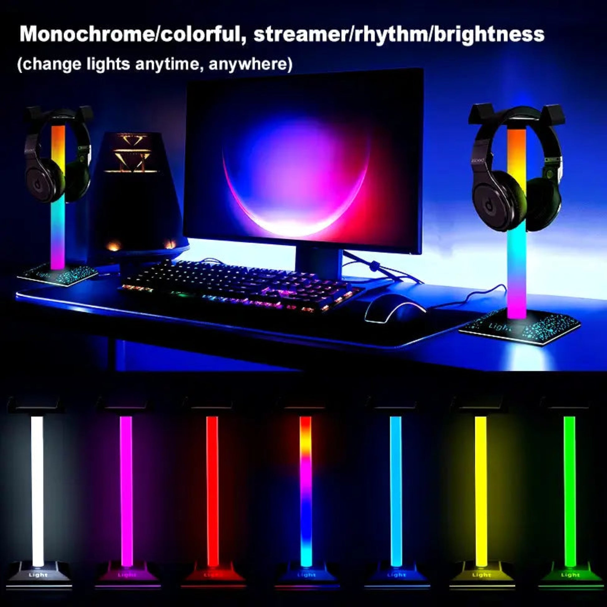 RGB Gaming Headset Stand | USB LED Lights for Vibrant Gaming Rooms