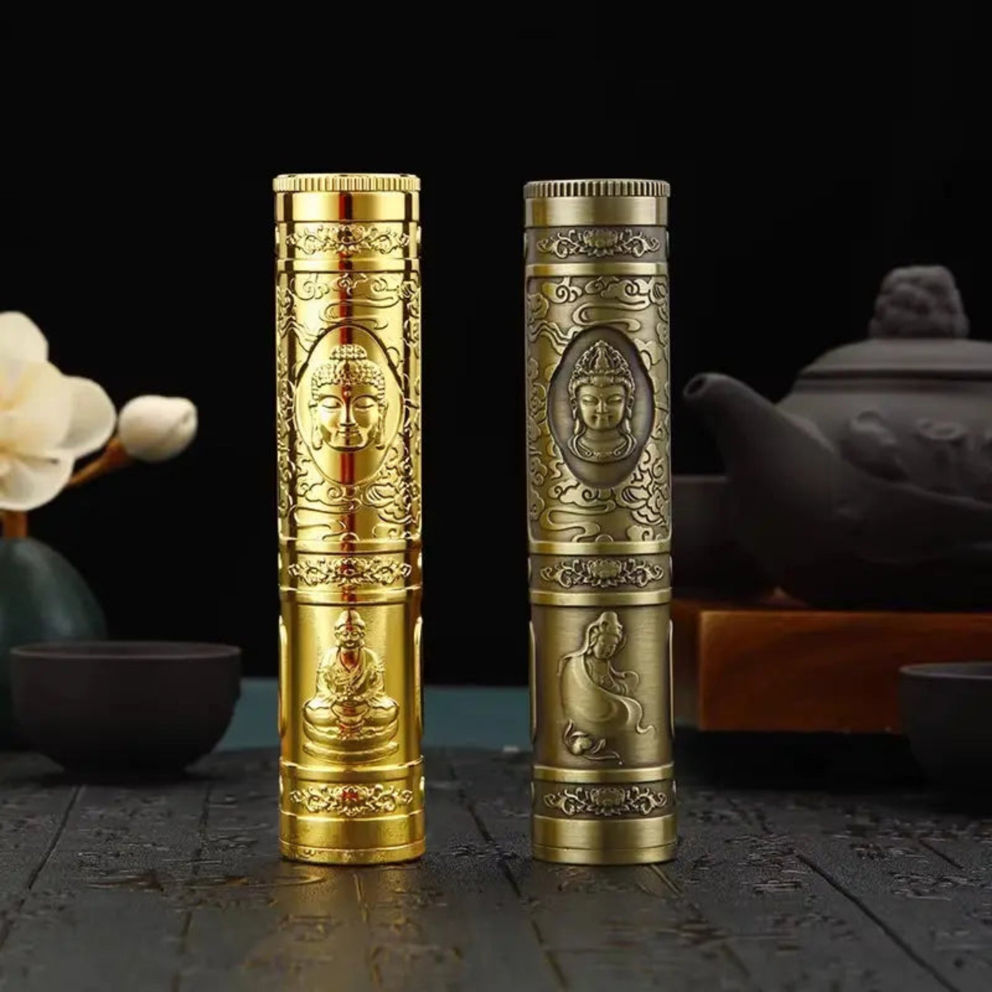 Retro Buddha Metal Incense Case | Portable Zinc Alloy Storage Box
