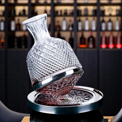 Rotating Crystal Whiskey Decanter – 1500ml Lead-Free with Tray  Geniogoods