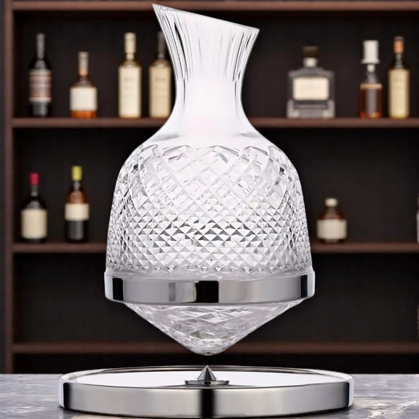 Rotating Crystal Whiskey Decanter – 1500ml Lead-Free with Tray  Geniogoods