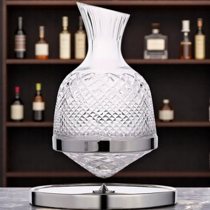 Rotating Crystal Whiskey Decanter – 1500ml Lead-Free with Tray  Geniogoods