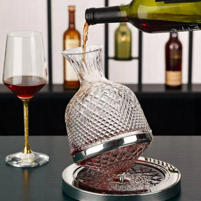 Rotating Crystal Whiskey Decanter – 1500ml Lead-Free with Tray  Geniogoods
