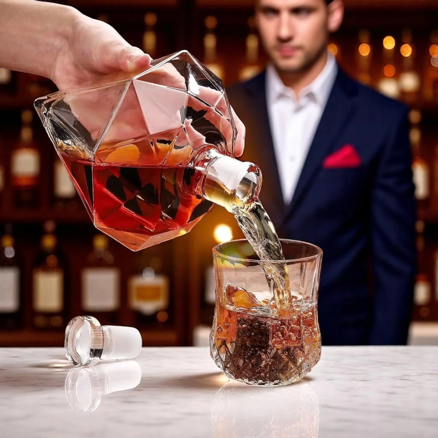 Rotating Whiskey Decanter 1500ml – Lead-Free Crystal Bottle  Geniogoods