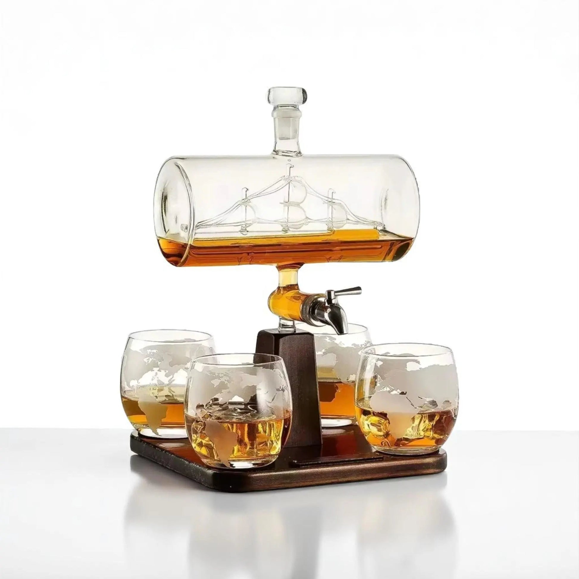 Ship Whiskey Decanter Set – Nautical Gift with Glasses & Base  Geniogoods