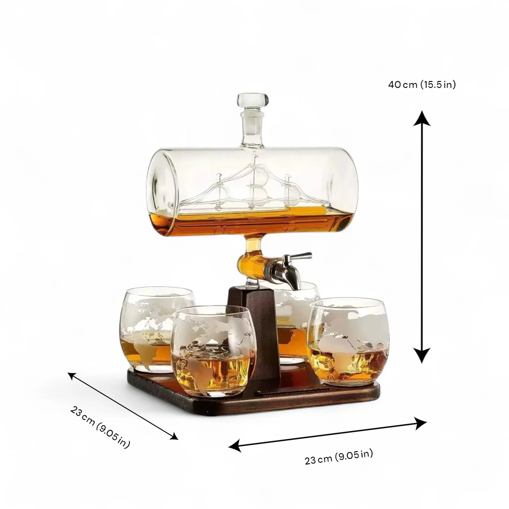 Ship Whiskey Decanter Set – Nautical Gift with Glasses & Base  Geniogoods