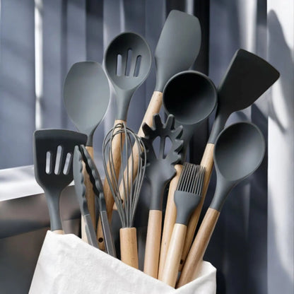 Silicone Cooking Utensils Set – 12PCS Heat-Resistant & Non-Stick Geniogoods